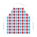Red And Blue Argyle Pattern Print Adjustable Apron
