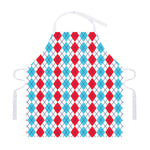 Red And Blue Argyle Pattern Print Adjustable Apron