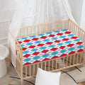 Red And Blue Argyle Pattern Print Baby Crib Sheet