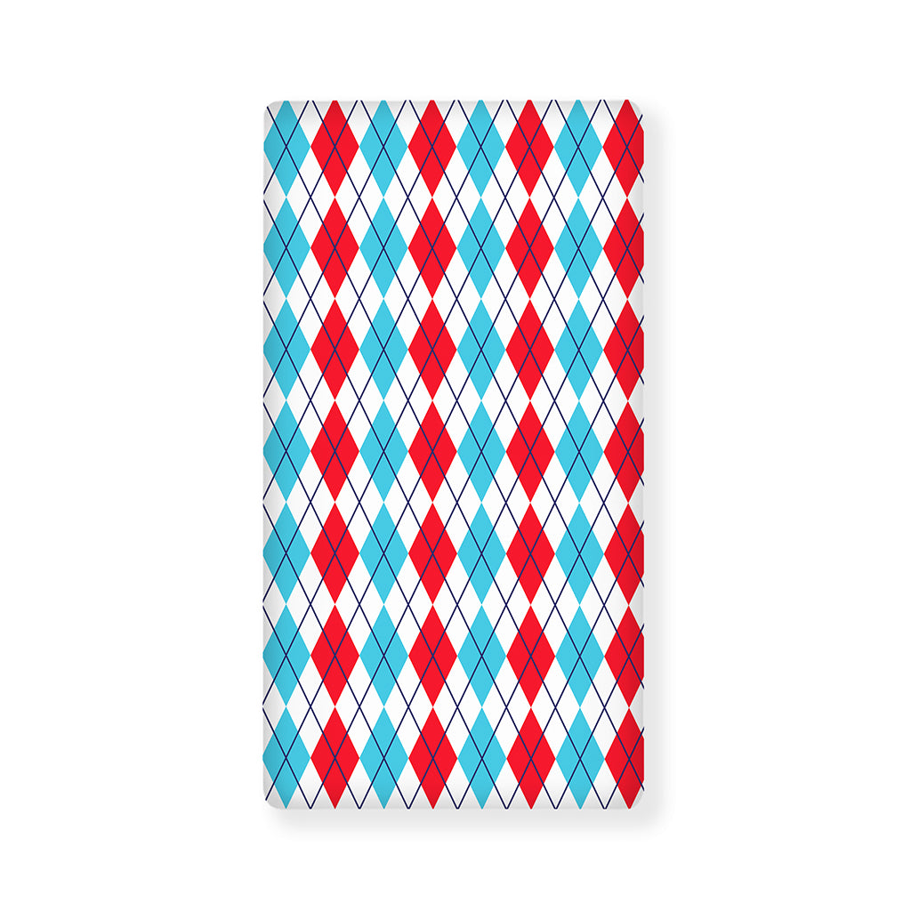 Red And Blue Argyle Pattern Print Baby Crib Sheet