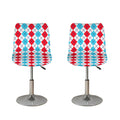 Red And Blue Argyle Pattern Print Bar Stool Covers