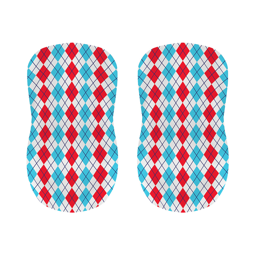 Red And Blue Argyle Pattern Print Bar Stool Covers