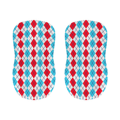 Red And Blue Argyle Pattern Print Bar Stool Covers