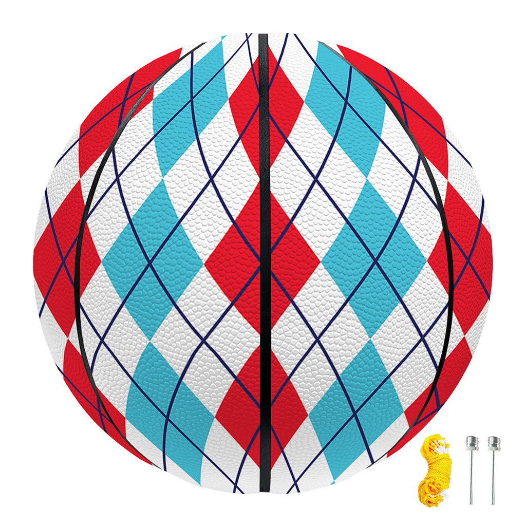 Red And Blue Argyle Pattern Print Basketball