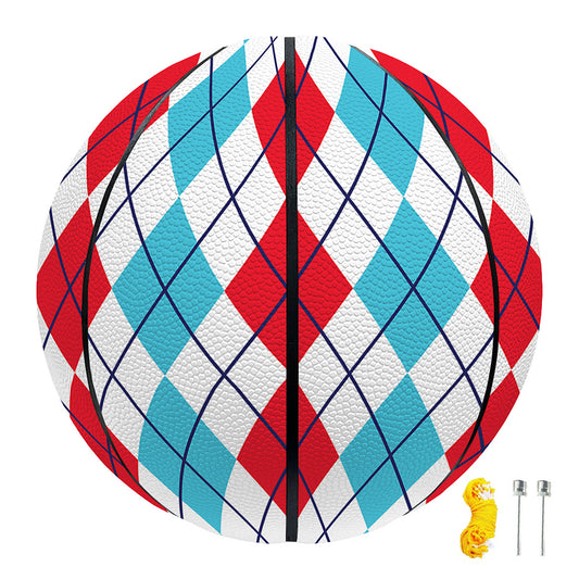 Red And Blue Argyle Pattern Print Basketball