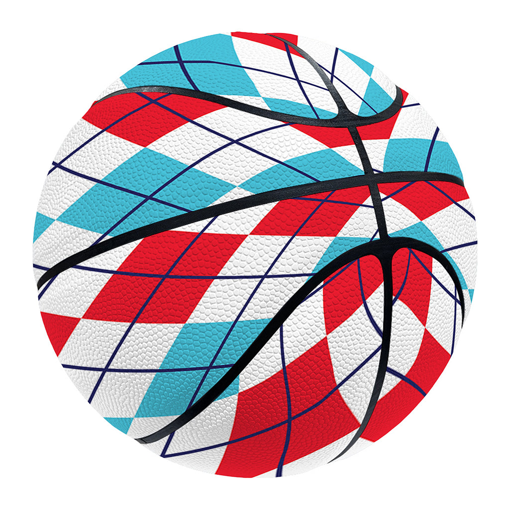 Red And Blue Argyle Pattern Print Basketball