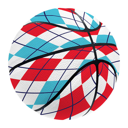 Red And Blue Argyle Pattern Print Basketball