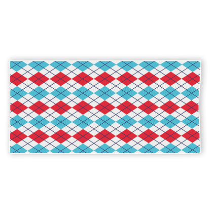 Red And Blue Argyle Pattern Print Beach Towel