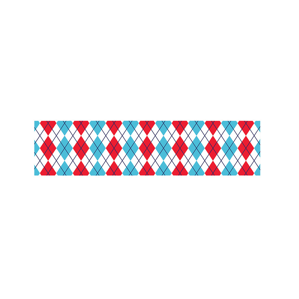 Red And Blue Argyle Pattern Print Bed Runner