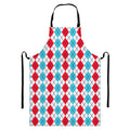 Red And Blue Argyle Pattern Print Bib Apron With Pocket