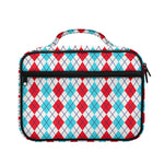 Red And Blue Argyle Pattern Print Briefcase Bible Bag