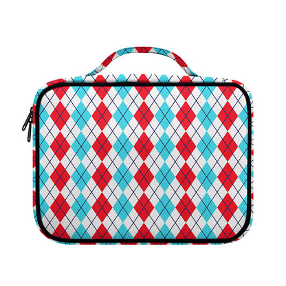Red And Blue Argyle Pattern Print Briefcase Bible Bag