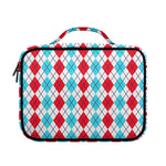 Red And Blue Argyle Pattern Print Briefcase Bible Bag