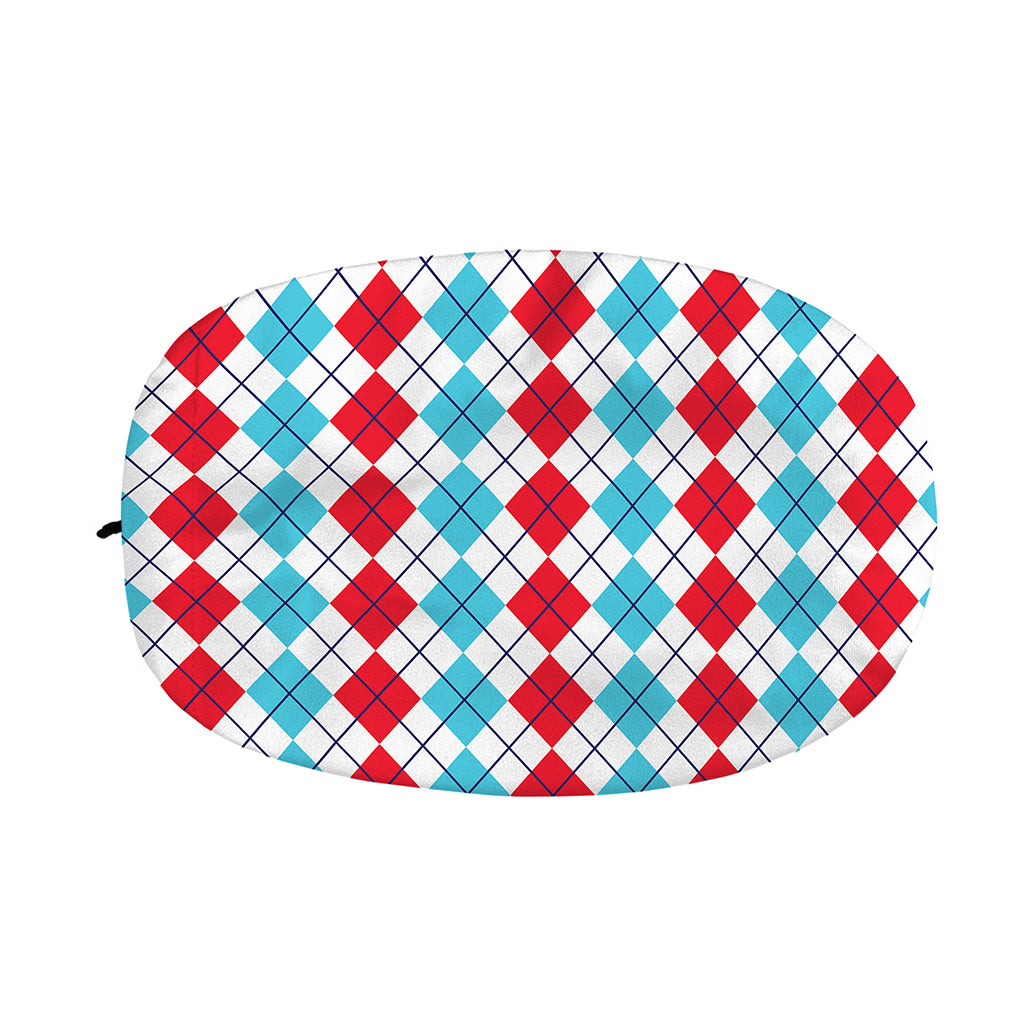 Red And Blue Argyle Pattern Print Car Side Mirror Covers
