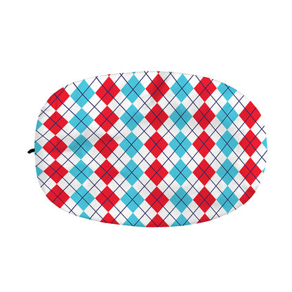 Red And Blue Argyle Pattern Print Car Side Mirror Covers