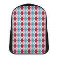 Red And Blue Argyle Pattern Print Casual Backpack