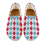 Red And Blue Argyle Pattern Print Casual Shoes