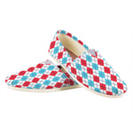 Red And Blue Argyle Pattern Print Casual Shoes