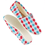 Red And Blue Argyle Pattern Print Casual Shoes