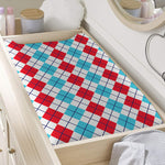 Red And Blue Argyle Pattern Print Changing Pad Cover