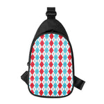 Red And Blue Argyle Pattern Print Chest Bag
