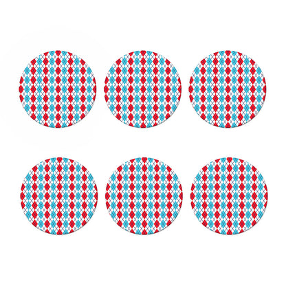 Red And Blue Argyle Pattern Print Coaster Set