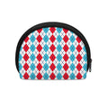 Red And Blue Argyle Pattern Print Coin Purse