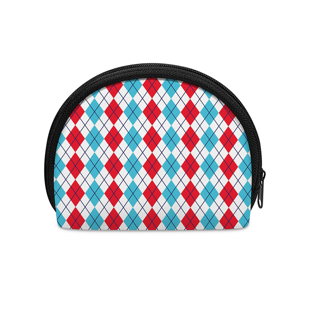 Red And Blue Argyle Pattern Print Coin Purse
