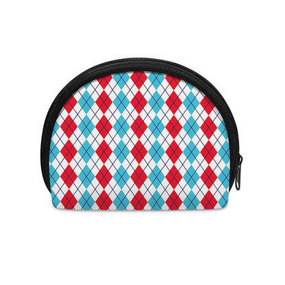 Red And Blue Argyle Pattern Print Coin Purse