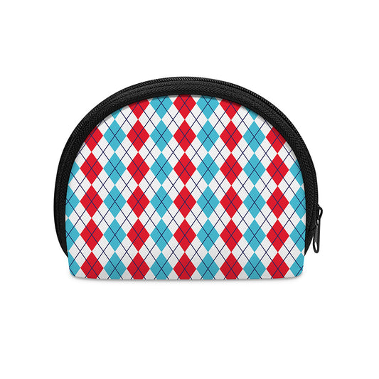 Red And Blue Argyle Pattern Print Coin Purse