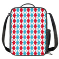 Red And Blue Argyle Pattern Print Crossbody Lunch Bag