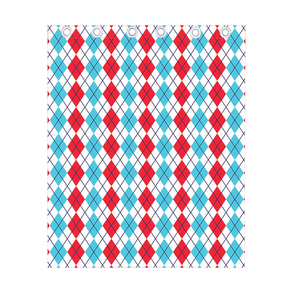 Red And Blue Argyle Pattern Print Curtain
