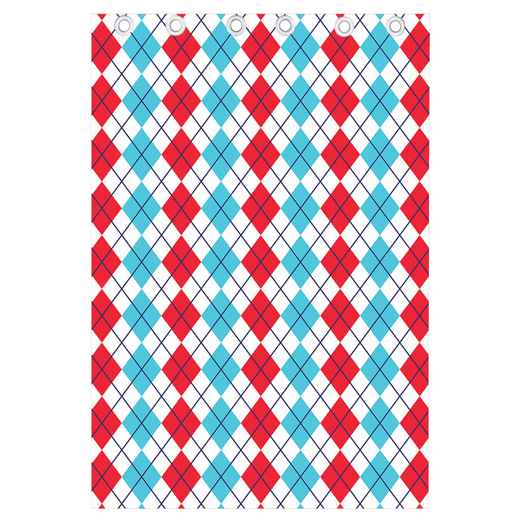 Red And Blue Argyle Pattern Print Curtain