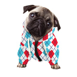 Red And Blue Argyle Pattern Print Dog Zip Up Hoodie