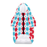 Red And Blue Argyle Pattern Print Dog Zip Up Hoodie