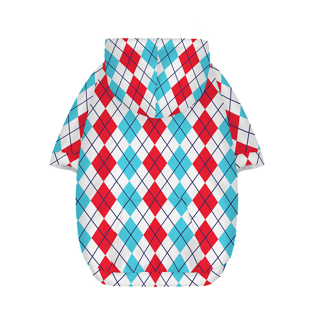 Red And Blue Argyle Pattern Print Dog Zip Up Hoodie