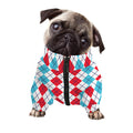 Red And Blue Argyle Pattern Print Dog Zip Up Jacket