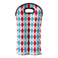 Red And Blue Argyle Pattern Print Double Neoprene Wine Tote
