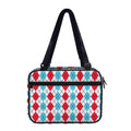Red And Blue Argyle Pattern Print Double Strap Bible Bag