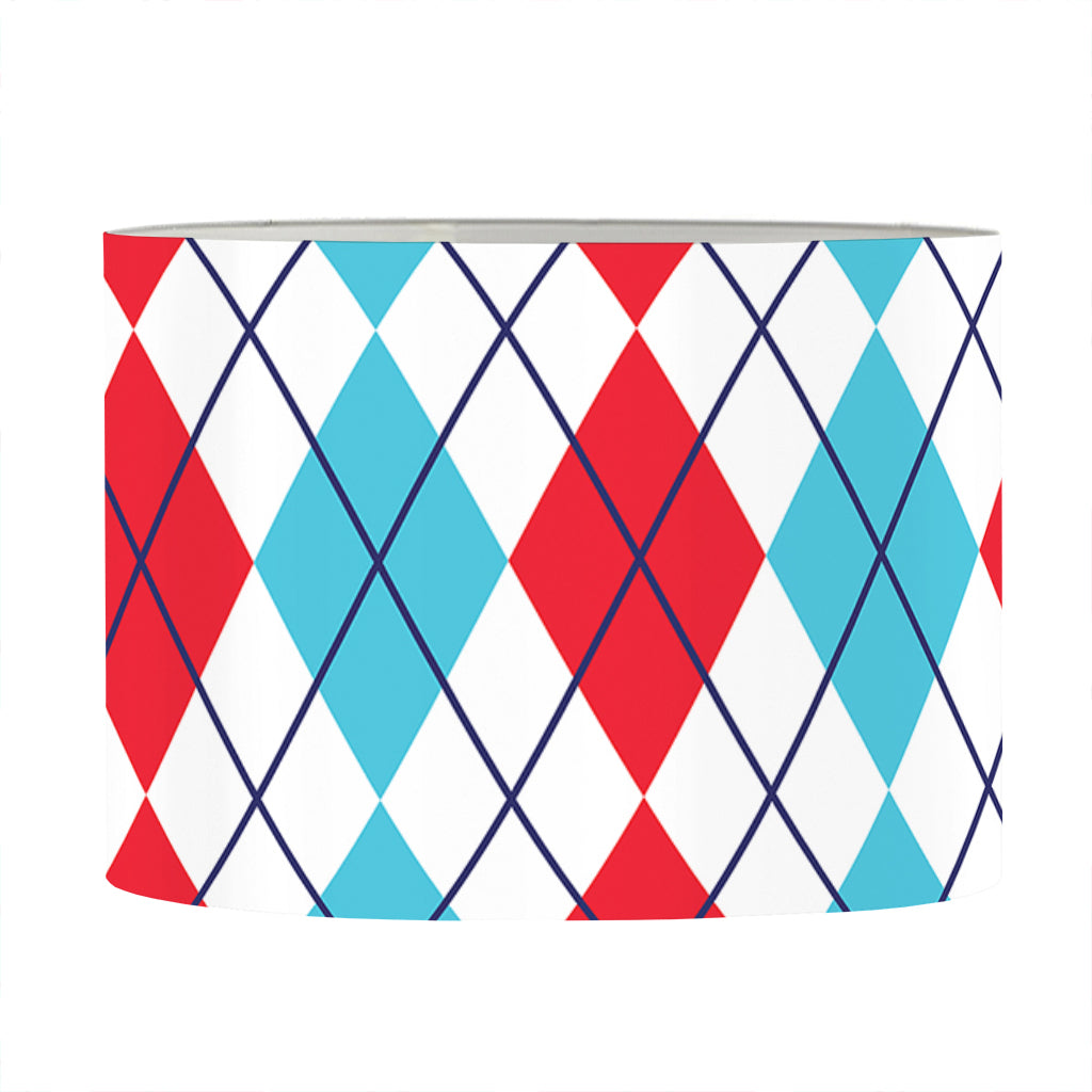 Red And Blue Argyle Pattern Print Drum Lamp Shade