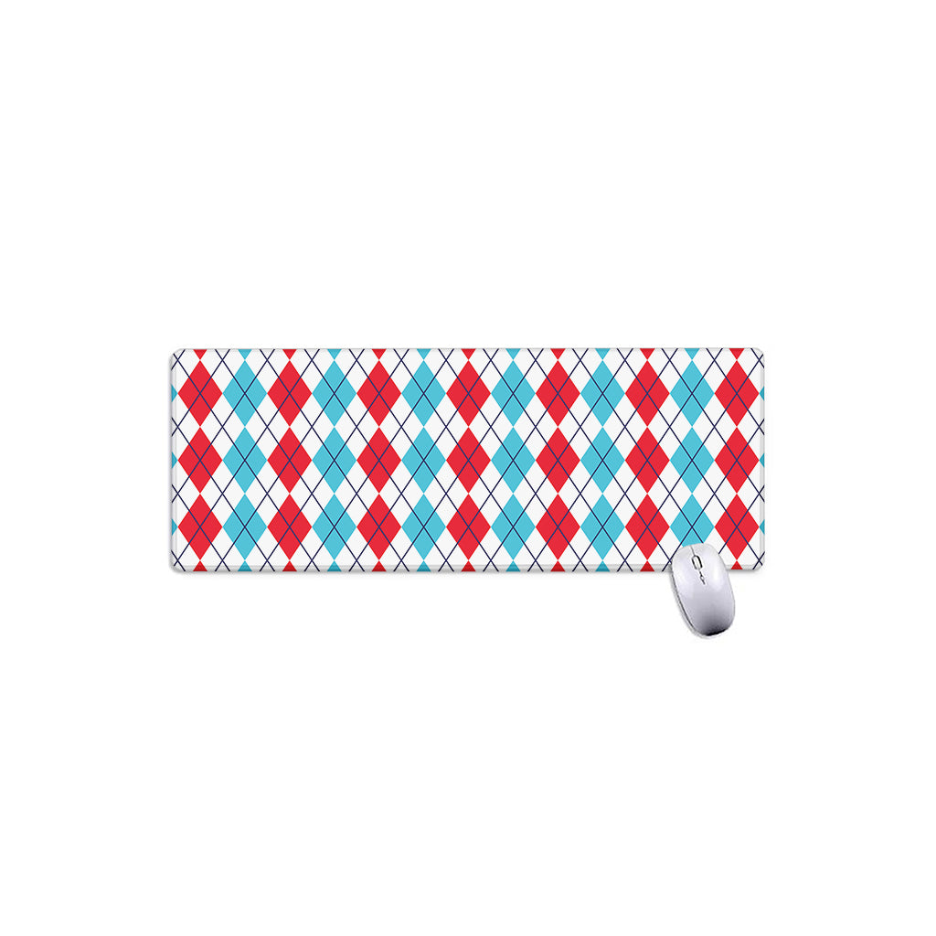 Red And Blue Argyle Pattern Print Extended Mouse Pad
