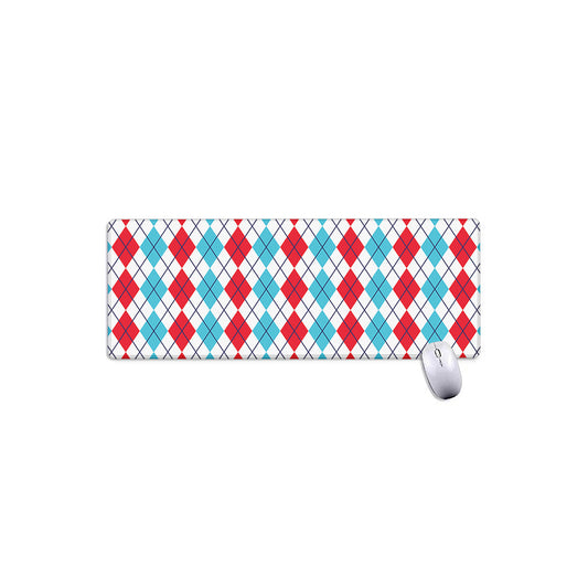 Red And Blue Argyle Pattern Print Extended Mouse Pad