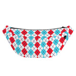 Red And Blue Argyle Pattern Print Fanny Pack