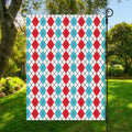 Red And Blue Argyle Pattern Print Garden Flag