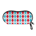 Red And Blue Argyle Pattern Print Glasses Case