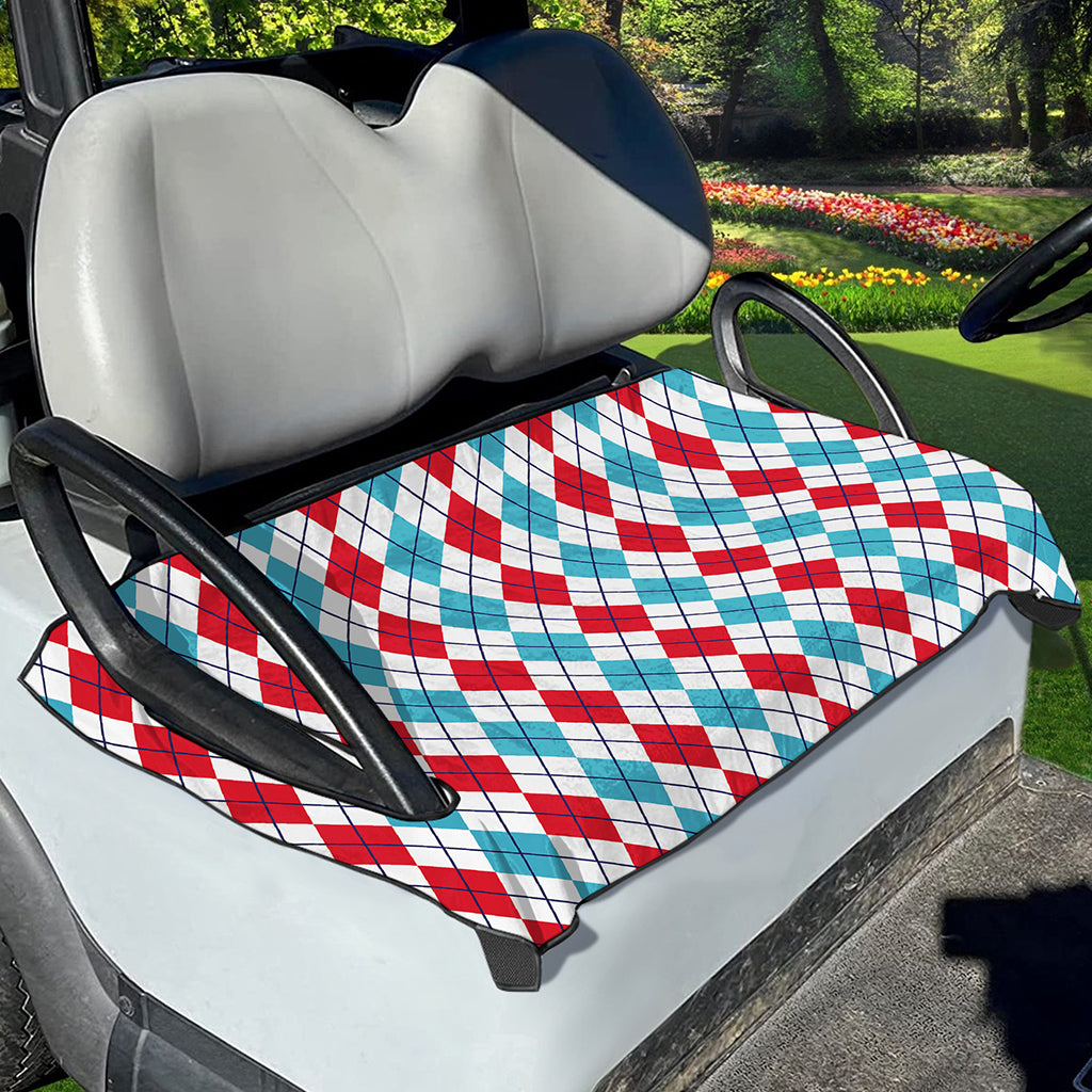 Red And Blue Argyle Pattern Print Golf Cart Seat Cover