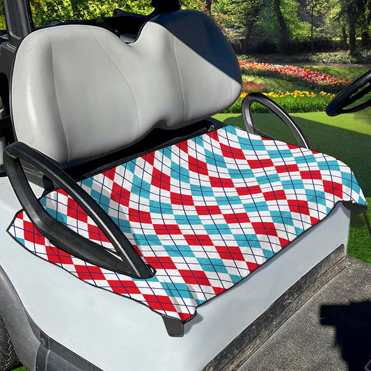 Red And Blue Argyle Pattern Print Golf Cart Seat Cover