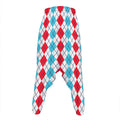 Red And Blue Argyle Pattern Print Hammer Pants