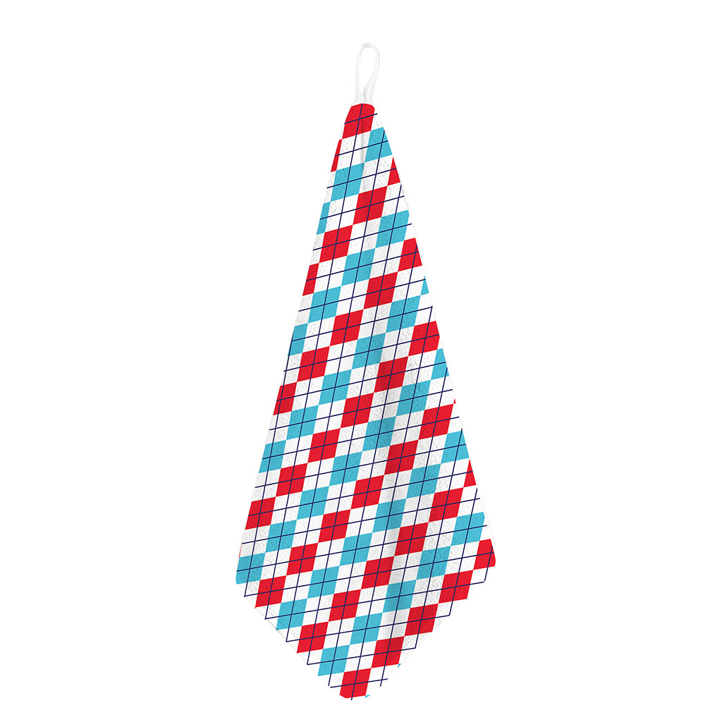 Red And Blue Argyle Pattern Print Hand Towel