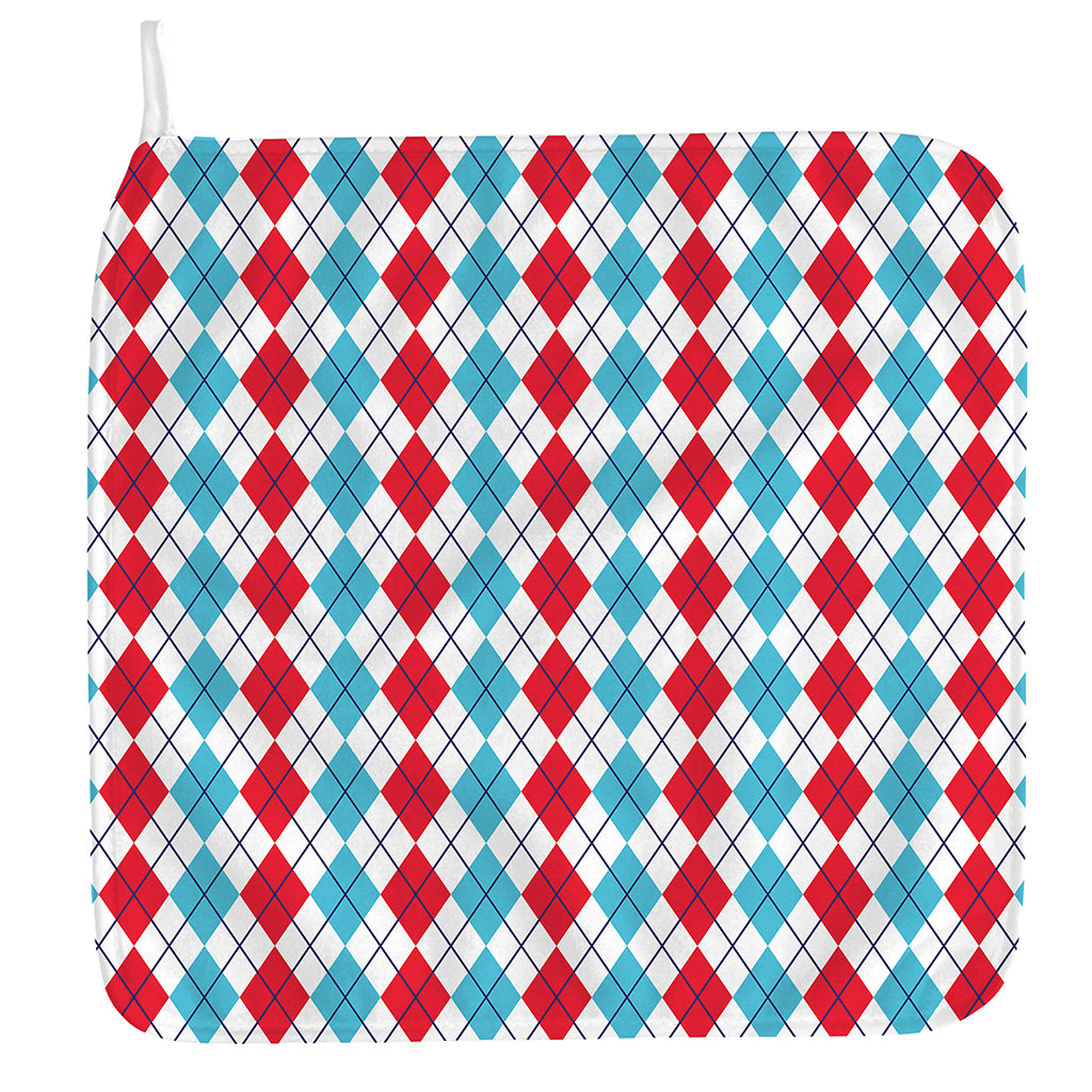 Red And Blue Argyle Pattern Print Hand Towel